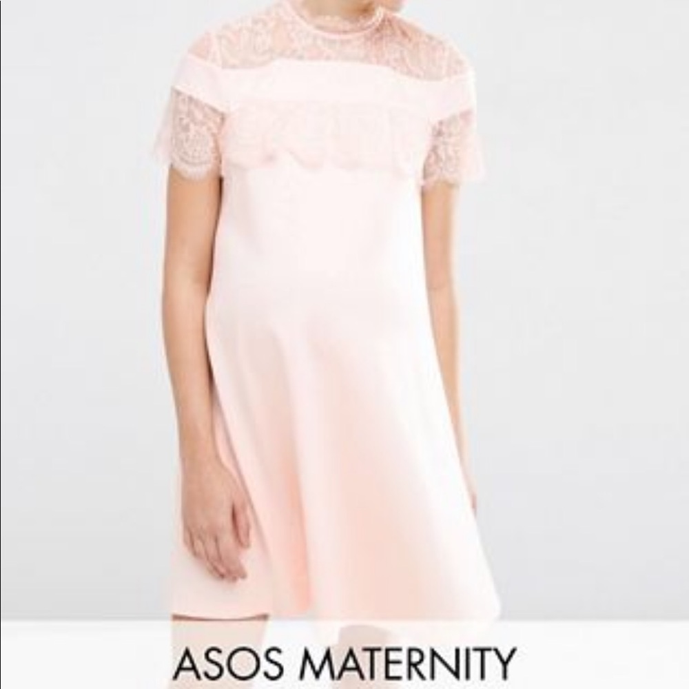 Lace pale pink maternity dress